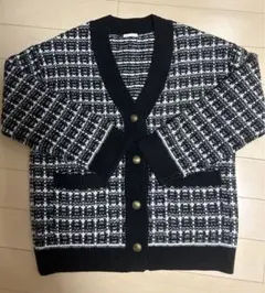 ＧＵ　チェックオーバーサイズカーディガン　09BLACK  Mサイズ