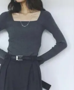 【極美品】anuans カシミヤブレンドデコルテリブニットプルオーバー