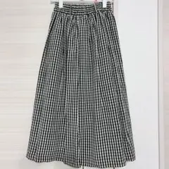 レディース M ギンガムチェック ロングスカート 春夏　ウエストゴム 黒