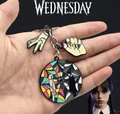 【新品】「ウェンズデー/アダムス・ファミリー　マスコット キーホルダー2点セット