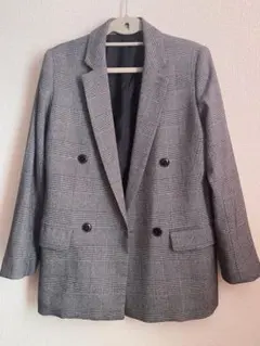 GU チェック柄 ダブルブレストジャケット