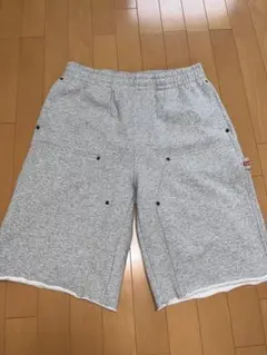 S supreme ダブルニー スウェット パンツ グレー ペインター ショーツ