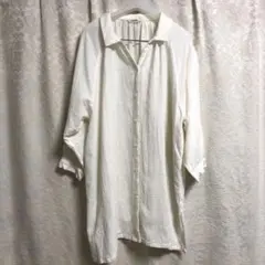 studio CLIP オフホワイト　ロング　シャツ　フリーサイズ　七分袖