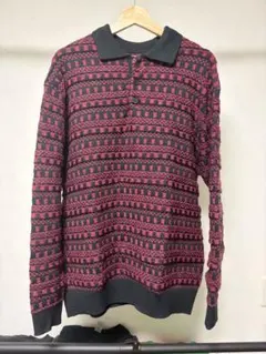 古着　ZARA 総柄ニット　襟付き　ニット　セーター