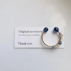*simple×bullion* ブルーネイビー ワイヤーイヤーカフ