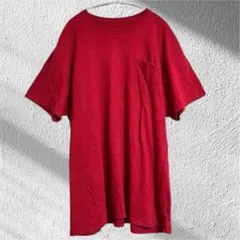 【2XL】フルーツオブザルーム ポケット付 Tシャツ ボルドー ゆるだぼ レッド