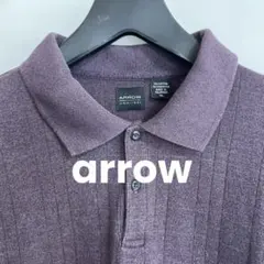 ARROWニットポロシャツ LシャドーチェックバーガンディCBOY グランパコア