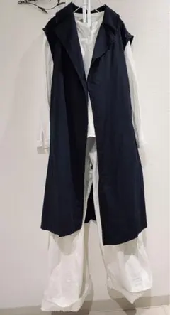 美品⭐︎ZARA ネイビー ロングベスト　黒　MーLサイズ