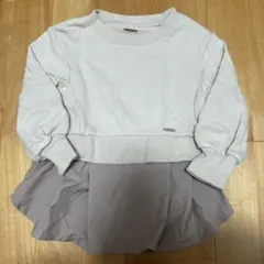 プティマイン　重ね着風　トレーナー　ベージュ　ブラウン　100cm