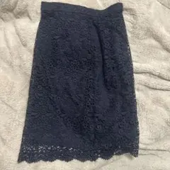 ユニクロ ネイビー レース タイトスカート