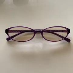 紫色オーバル型PCメガネ ケース付き