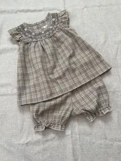 ブラウンチェック フリル付きベビー服セットのサムネイル