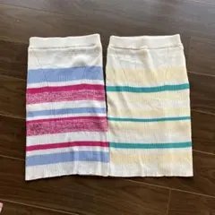 リップサービス☆新品☆リブ編みストライプタイトスカート　2枚セット