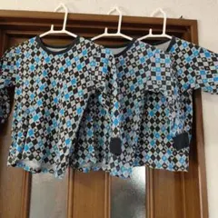 長袖肌着 青と黒のダイヤモンド模様三枚組