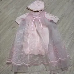 ピンクの刺繍入りセレモニードレス　3点セット　50〜60cm