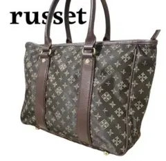 美品 russet 総柄 トートバッグ ハンドバッグ ナイロン ブラウン