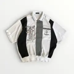 希少 90s レトロ ポロシャツ 半袖 スウェット ヨット ターコイズブルー 