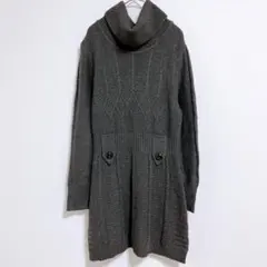 【ジュクロイスソワ】ニットワンピース　グレー（M～L） タートルネック　長袖のサムネイル