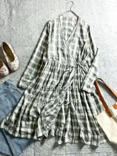 【nest Robe】ネストローブ コットン混 カシュクールラップワンピース