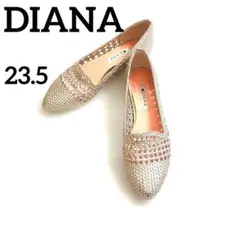 DIANA ダイアナ ピンクゴールド 編み込み メッシュ パンプス フラットのサムネイル