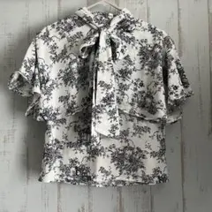 GRL 花柄フリル袖ブラウス ホワイト