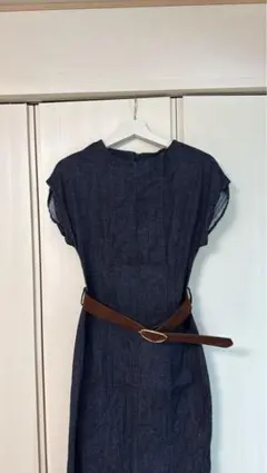 ダークブルー デニム風 ワンピース ベルト付き　ZARA