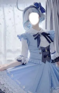 Malymoon 猫耳付き チェック柄メイド服セット ブルー | Mercari