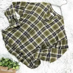 【earth music&ecogy】フランネルチェックシャツ (F) 緑系
