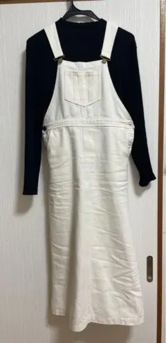 デニム 白 ワンピース サロペット のみ