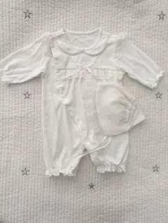 ベビードレス セレモニードレス 退院着 お宮参り 2点セット レース 白 新生児