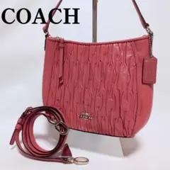 美品✨️COACH 本革2way ショルダーバッグ ギャザー チャーム