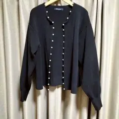パール付きカーディガン ブラック　size M