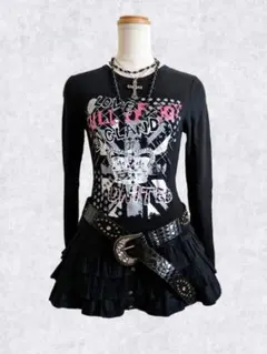 フェアリーグランジ y2k ダークコア 平成ギャル 王冠プリント カットソー