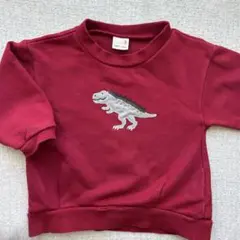 petit main プティマイン 恐竜刺繍 トレーナー 赤 90
