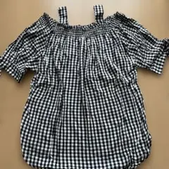 オフショルダー チェック柄 半袖チュニック