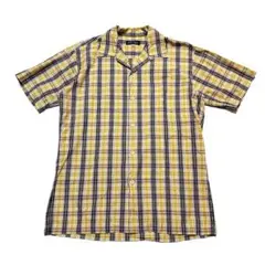90s マドラスチェック 開襟 オープンカラー シャツ vintage