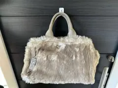 PRADA プラダ ファー ハンドバッグ トートバッグ ベージュ　エコラパン