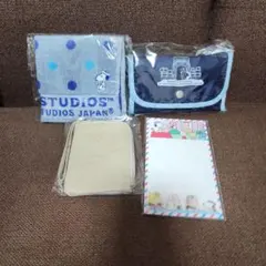 スヌーピー 折りたたみエコバッグ、ハンカチ、メモ帳、パスケース　４点セット