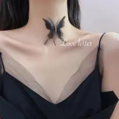 No.636 バタフライスケルトンチョーカーネックレス 黒 韓国 蝶々量産型地雷