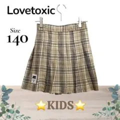 Lovetoxic ラブトキシック チェック柄 プリーツスカート ベージュ140