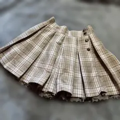 AxesFemme ブラウンチェックプリーツキュロット