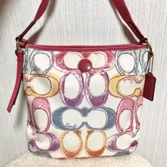 ​COACH コーチ ショルダーバッグ シグネチャー　マルチ　ピンクレザー　春夏