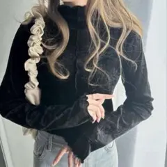 [CLASSICAL ELF] 前後2WAYシアーベロアハイネックメロートップス