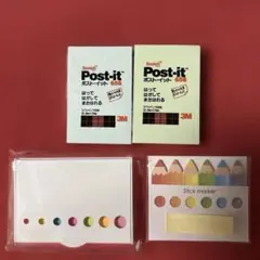 付箋セット ４点セット Post-it カラフル付箋 ペン付き