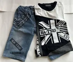 BA-TSU STUDIO Tシャツとデニムショートパンツセット