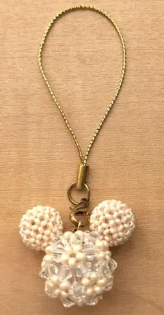 ミッキーマウス　アイコン　ビーズ☆キラキラ　ストラップはおまけ　チャーム