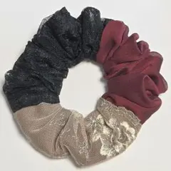 ハンドメイドチュール重ねシュシュ