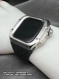 46mm 46ミリ アップルウォッチ ステンレス ケース ブラック ラバー