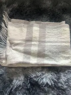 ウール チェック柄 マフラー グレー系