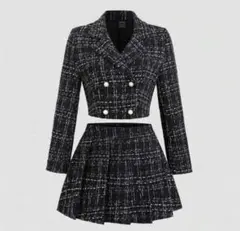 SHEIN セットアップ ツイードジャケット＆フレアスカート XS